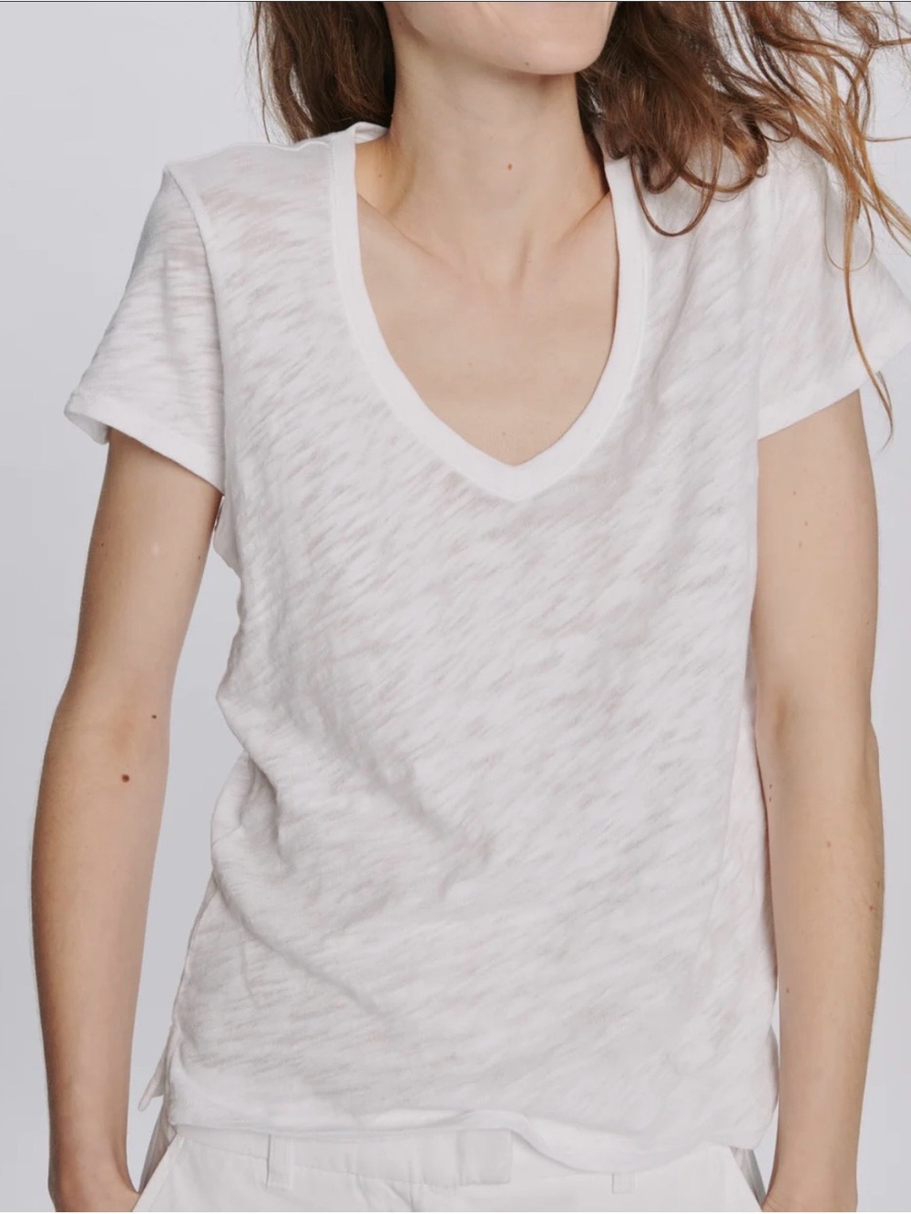 ATM Anthony Thomas Melillo Slub Jersey Classic White V-Neck Short Sleeve Tee Med - Picture 3 of 9